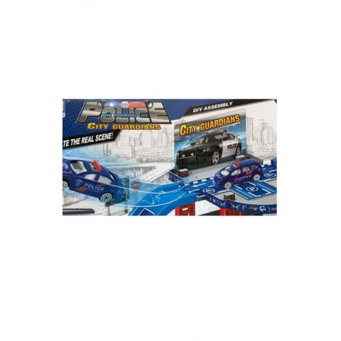 Set parcare si statie alimentare politie, toate accesoriile incluse,2 masinute incluse, 28 de accesorii, usor de asamblat,multic [2]