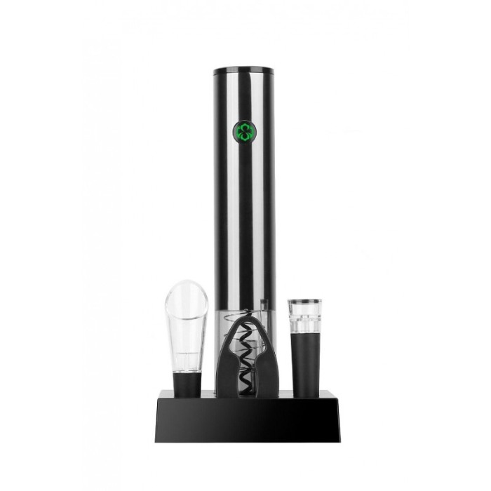 Set pentru vin AutomaticWine, tirbuson electric,accesorii incluse, aluminiu, argintiu [6]