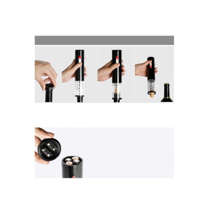 Set pentru vin DiamondPoker Wine, tirbuson electric, accesorii incluse, negru [5]