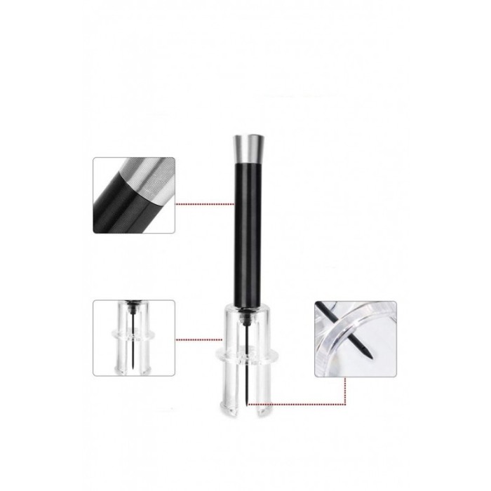 Set pentru vin FourWines, desfacator, pompa vidare, picurator, dop si taietor de folie, negru [2]