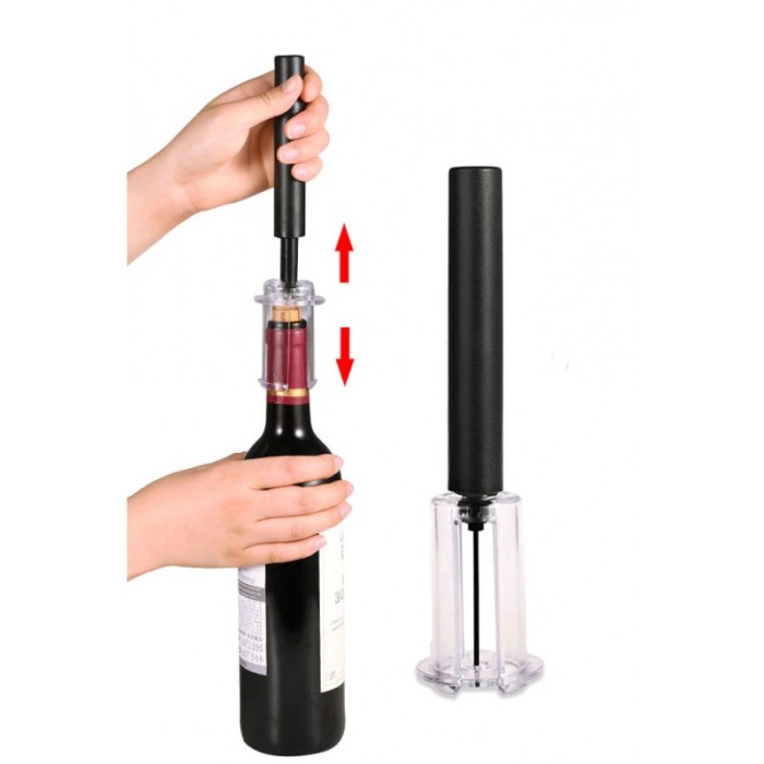 Set pentru vin FourWines, desfacator, pompa vidare, picurator, dop si taietor de folie, negru [6]