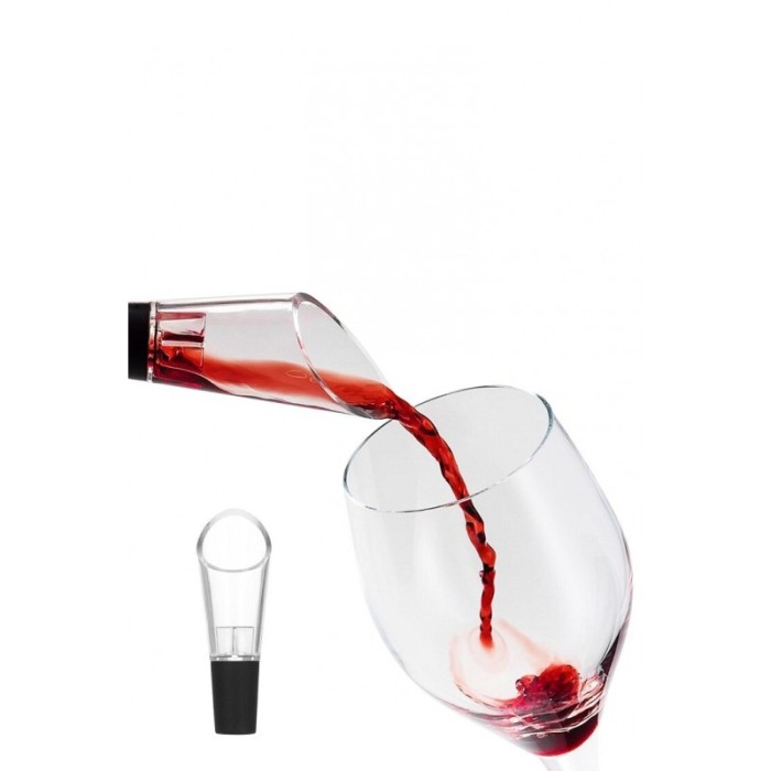 Set pentru vin FourWines, desfacator, pompa vidare, picurator, dop si taietor de folie, negru [8]