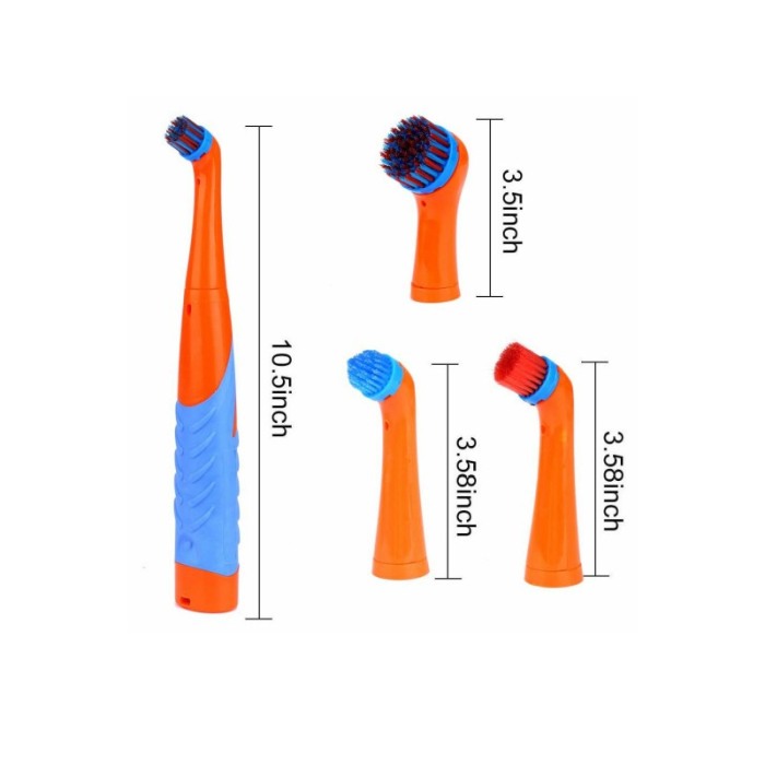 Set perie electrica CleanBoost, universala, 4 perii interschimbabile, cu diametrul diferit, portocaliu/albastru [5]