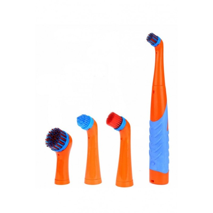 Set perie electrica CleanBoost, universala, 4 perii interschimbabile, cu diametrul diferit, portocaliu/albastru [6]