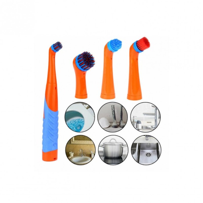 Set perie electrica CleanBoost, universala, 4 perii interschimbabile, cu diametrul diferit, portocaliu/albastru [4]