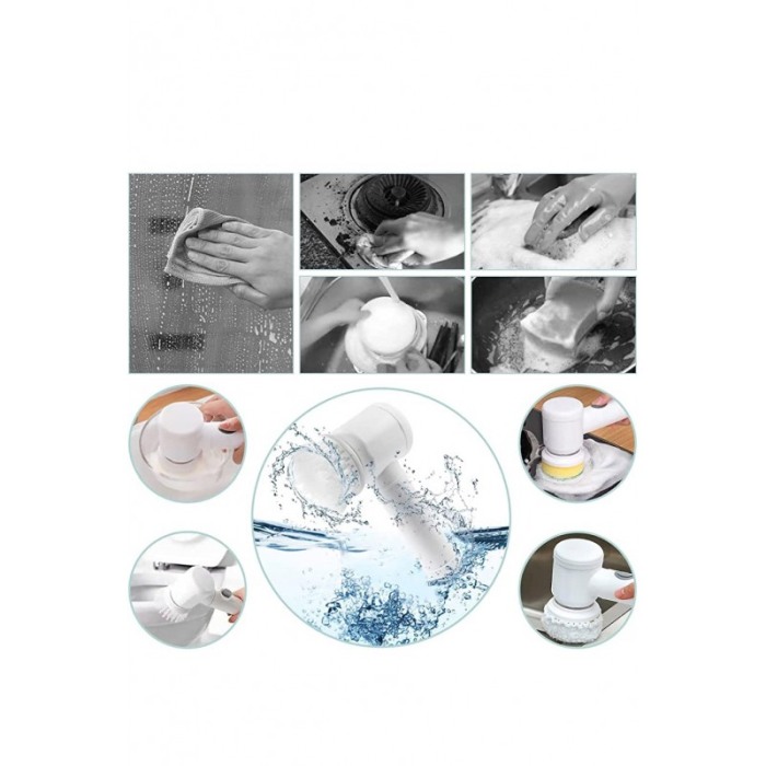 Set Perie multifunctionala electrica HouseHelper, accesorii incluse, functioneaza cu baterii, alb, Doty®️ [2]