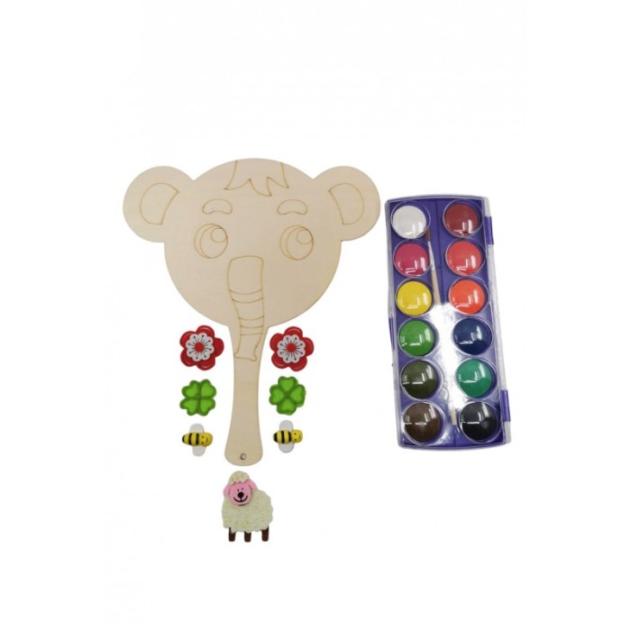 Set pictura Creative DIY, model elefant, accesorii si acuarele incluse, distractiv si educativ, din lemn, Doty®️ [1]
