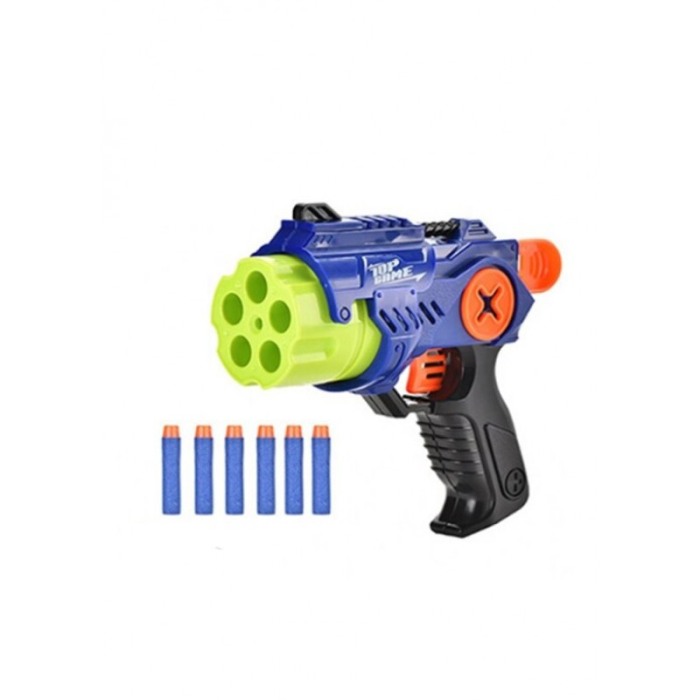 Set pistol de jucarie TopBlaster Doty®, cu 5 proiectile cu burete incluse, 18x14 cm, albastru [3]