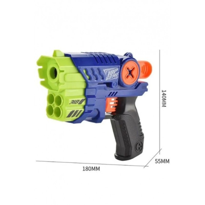 Set pistol de jucarie TopBlaster Doty®, cu 5 proiectile cu burete incluse, 18x14 cm, albastru [4]