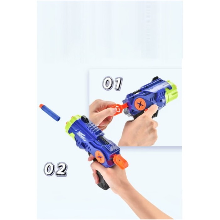 Set pistol de jucarie TopBlaster Doty®, cu 5 proiectile cu burete incluse, 18x14 cm, albastru [2]