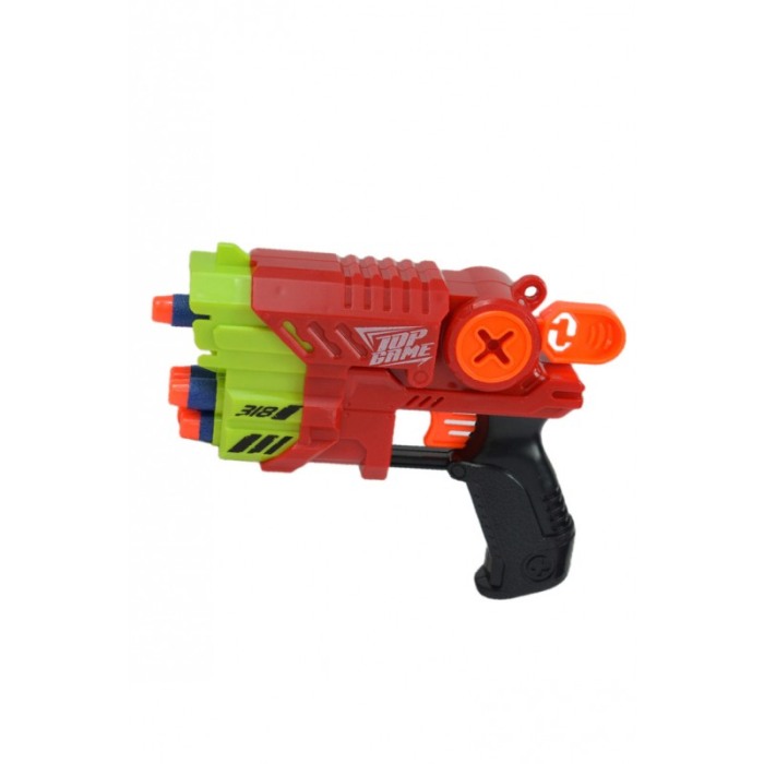Set pistol de jucarie TopBlaster Doty®, cu 5 proiectile cu burete incluse, 18x14 cm, rosu [2]