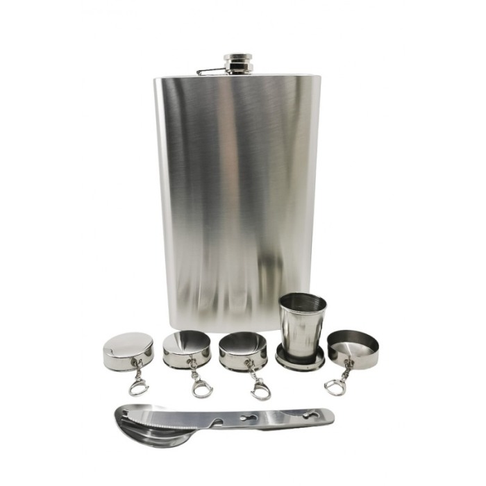 Set plosca cu 4 pahare pliabile si 3 tacamuri, din inox, capacitate 1.9 l, Doty®️ [2]
