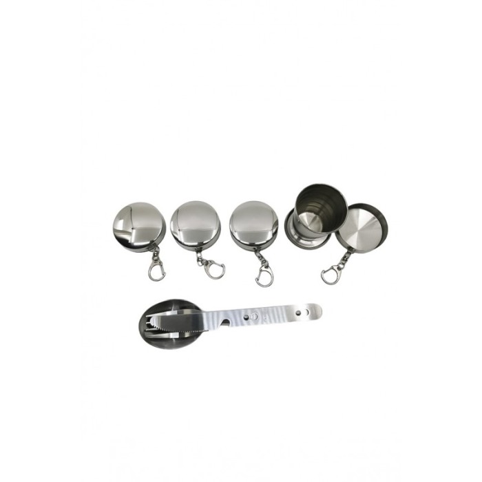 Set plosca cu 4 pahare pliabile si 3 tacamuri, din inox, capacitate 1.9 l, Doty®️ [4]