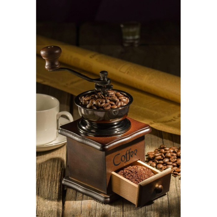 Set Rasnita manuala de cafea VintageCof Doty®, butoi din lemn, sistem macinare ceramic, design vintage, 16.5x9.5 cm [9]