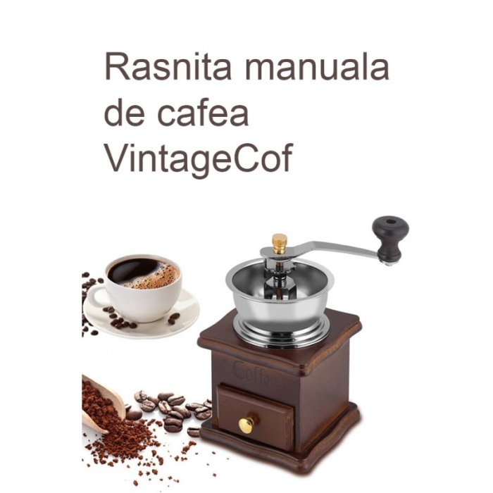 Set Rasnita manuala de cafea VintageCof Doty®, butoi din lemn, sistem macinare ceramic, design vintage, 16.5x9.5 cm [5]
