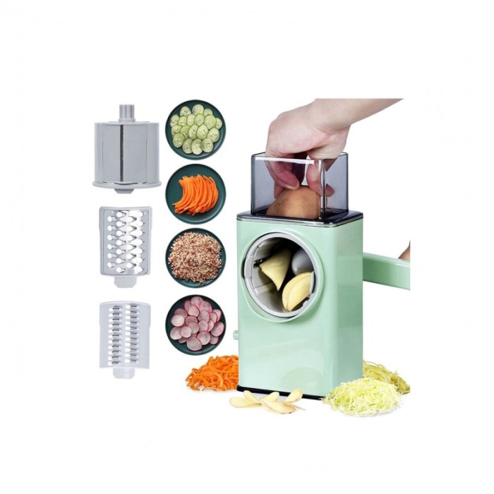 Set Razatoare multifunctionala Green Veggie Cutter, pentru legume, fructe sau nuci, otel inoxidabil, 4 lame incluse, verde [6]