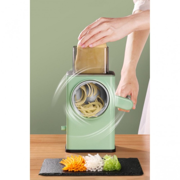 Set Razatoare multifunctionala Green Veggie Cutter, pentru legume, fructe sau nuci, otel inoxidabil, 4 lame incluse, verde [3]