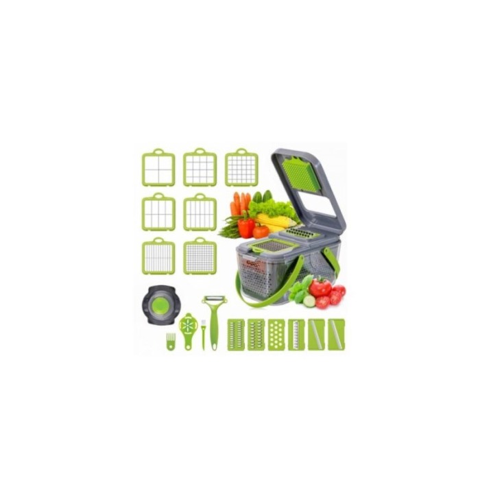 Set razatoare multifunctionala MegaChop, 22 accesorii, materiale de calitate, 26x12 cm, gri/verde, Doty® [1]