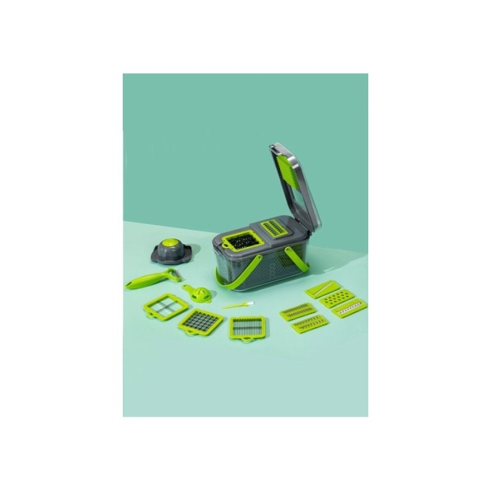 Set razatoare multifunctionala MegaChop, 22 accesorii, materiale de calitate, 26x12 cm, gri/verde, Doty® [2]