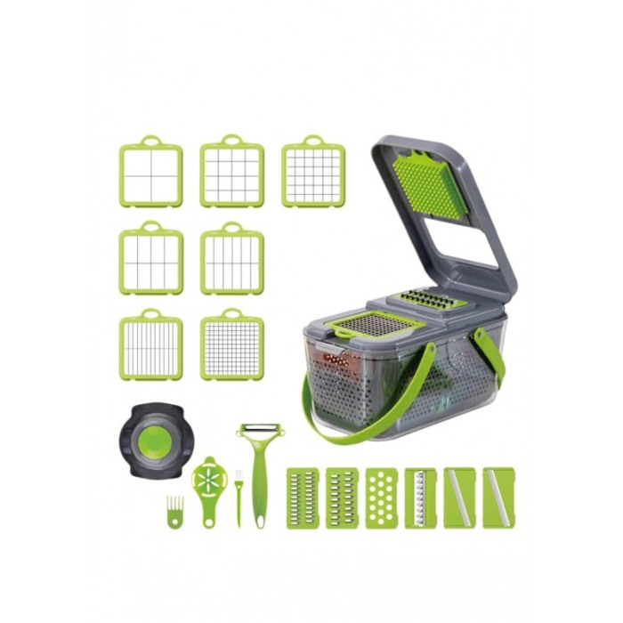 Set razatoare multifunctionala MegaChop, 22 accesorii, materiale de calitate, 26x12 cm, gri/verde, Doty® [4]