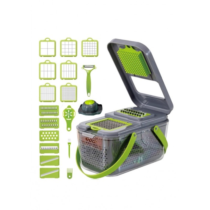 Set razatoare multifunctionala MegaChop, 22 accesorii, materiale de calitate, 26x12 cm, gri/verde, Doty® [5]