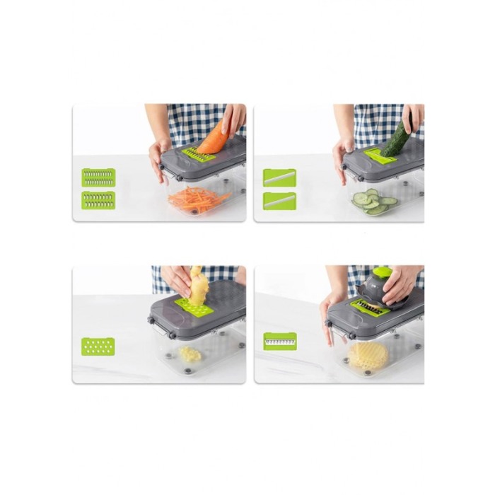 Set razatoare multifunctionala MegaChop, 22 accesorii, materiale de calitate, 26x12 cm, gri/verde, Doty® [6]