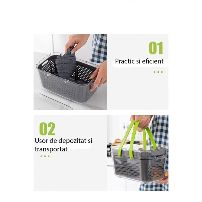 Set razatoare multifunctionala MegaChop, 22 accesorii, materiale de calitate, 26x12 cm, gri/verde, Doty® [7]