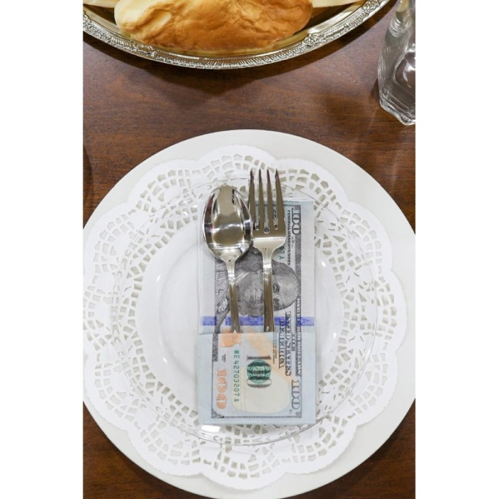 Set servetele de petrecere Dola$ Doty®, inscriptionate cu dolari,  10 bucati, 2 fete, verde [6]