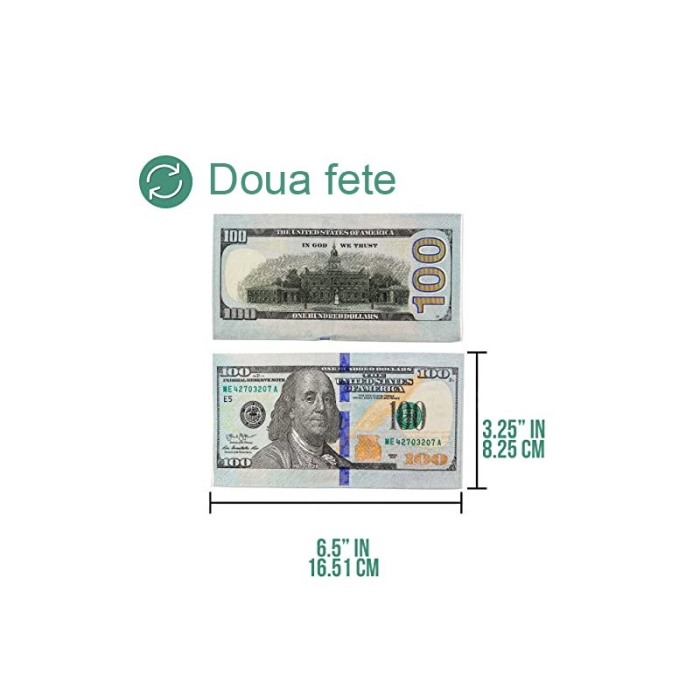 Set servetele de petrecere Dola$ Doty®, inscriptionate cu dolari,  10 bucati, 2 fete, verde [7]