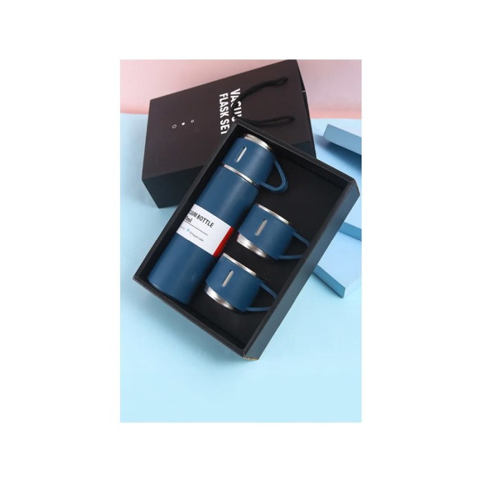 Set TermoVaCup Doty®, cu termos si 3 cani, 500 ml, otel, design minimalist, albastru [11]