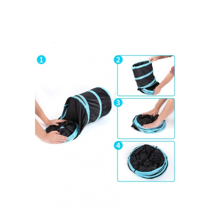 Set Tunel de joaca pentru pisicute sau alte animalute de dimensiuni mici TTube Doty®, cu jucarii/accesorii incluse, 80x30x25, [6]