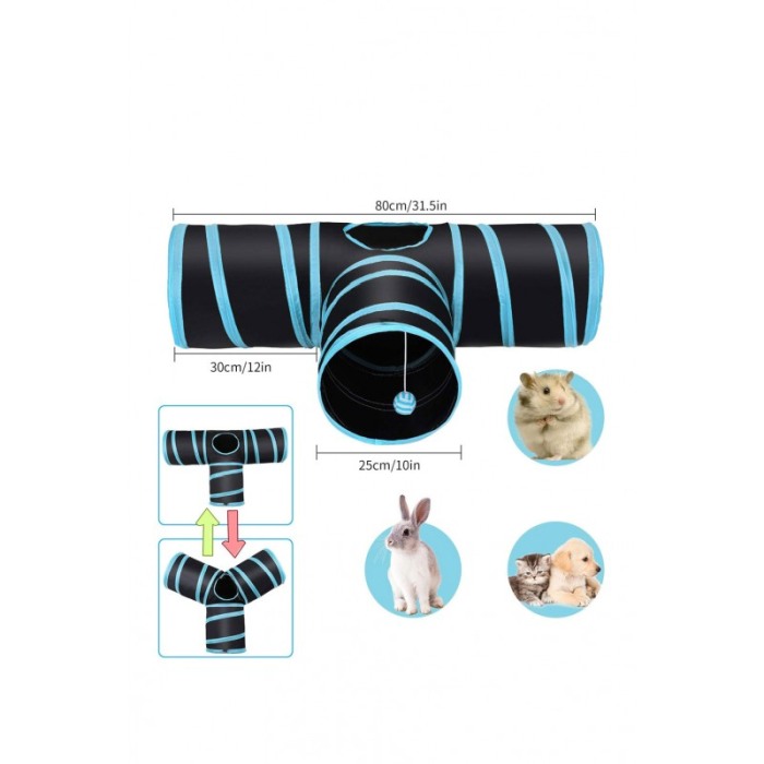 Set Tunel de joaca pentru pisicute sau alte animalute de dimensiuni mici TTube Doty®, cu jucarii/accesorii incluse, 80x30x25, [4]