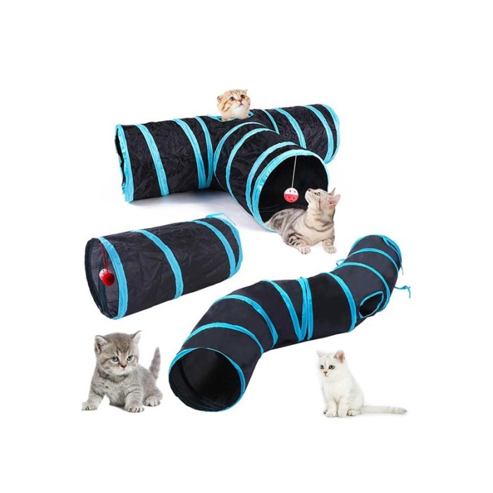 Set Tunel de joaca pentru pisicute sau alte animalute de dimensiuni mici TTube Doty®, cu jucarii/accesorii incluse, 80x30x25, [9]