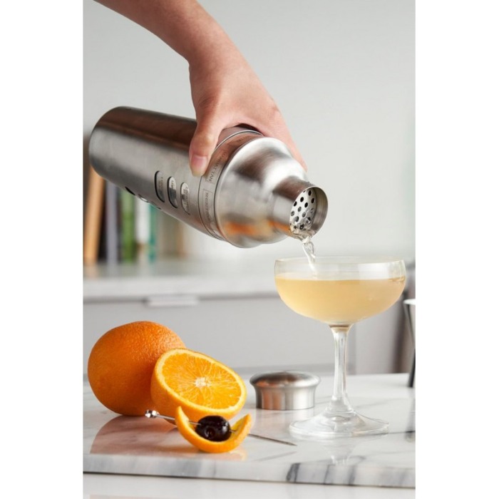 Shaker dublu rotativ DIY Cocktails Doty®, cu 8 retete incluse, inox, 500 ml, argintiu [4]