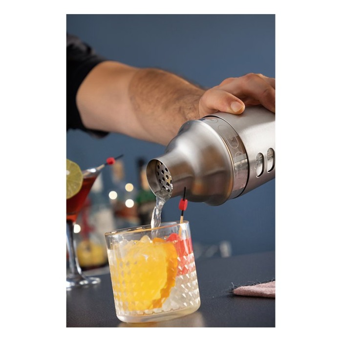 Shaker dublu rotativ DIY Cocktails Doty®, cu 8 retete incluse, inox, 500 ml, argintiu [3]
