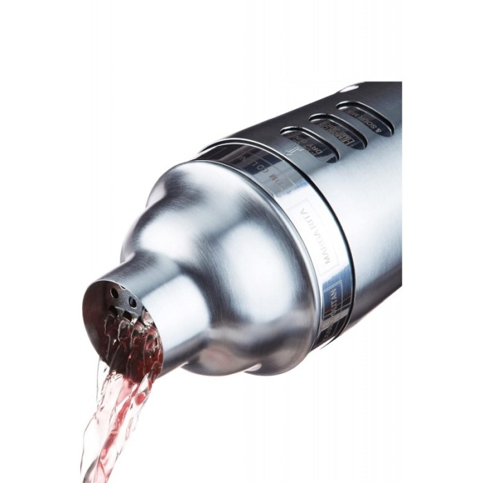 Shaker dublu rotativ DIY Cocktails Doty®, cu 8 retete incluse, inox, 500 ml, argintiu [6]