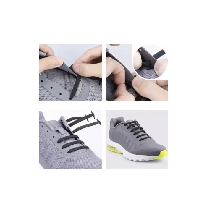 Sireturi FreeLaces Doty® pentru incaltaminte, 12 bucati, din silicon, nu necesita legare/dezlegare, 1 cm, negru [8]