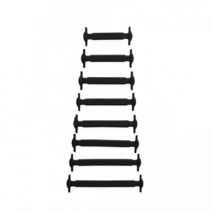 Sireturi FreeLaces Doty® pentru incaltaminte, 12 bucati, din silicon, nu necesita legare/dezlegare, 1 cm, negru [3]
