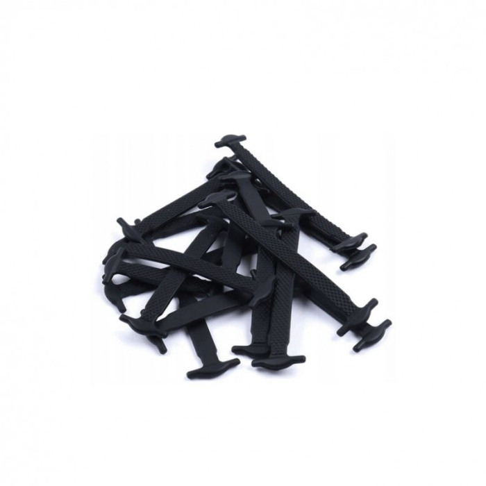 Sireturi FreeLaces Doty® pentru incaltaminte, 12 bucati, din silicon, nu necesita legare/dezlegare, 1 cm, negru [2]