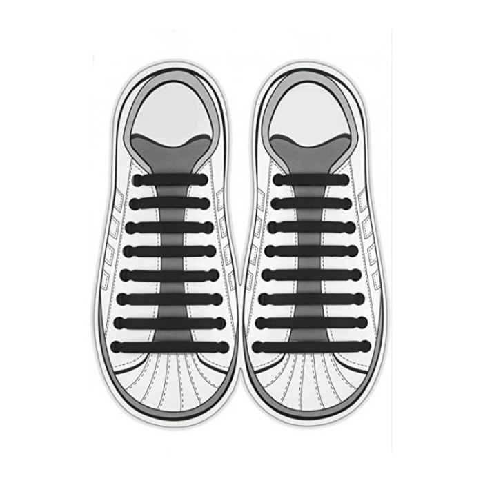 Sireturi FreeLaces Doty® pentru incaltaminte, 12 bucati, din silicon, nu necesita legare/dezlegare, 1 cm, negru [4]