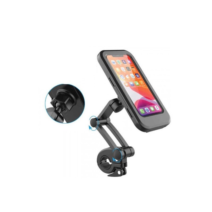 Sistem prindere telefon pentru bicicleta si motocicleta Waterproof Holder, impermeabil, rotatie 360 de grade, 4-7 inch, negru [2]