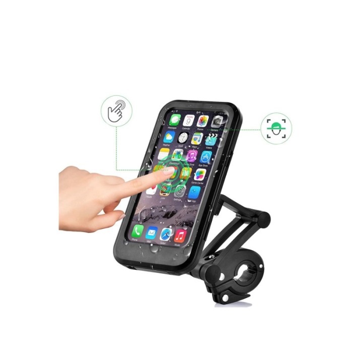 Sistem prindere telefon pentru bicicleta si motocicleta Waterproof Holder, impermeabil, rotatie 360 de grade, 4-7 inch, negru [7]