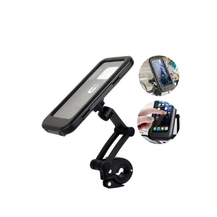 Sistem prindere telefon pentru bicicleta si motocicleta Waterproof Holder, impermeabil, rotatie 360 de grade, 4-7 inch, negru [6]