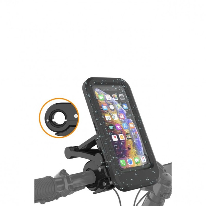 Sistem prindere telefon pentru bicicleta si motocicleta Waterproof Holder, impermeabil, rotatie 360 de grade, 4-7 inch, negru [4]