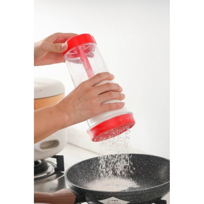 Sita manuala pentru faina EasySieve, usor de utilizat, 25x10x10 cm, recipient inclus, rosu, Doty® [6]