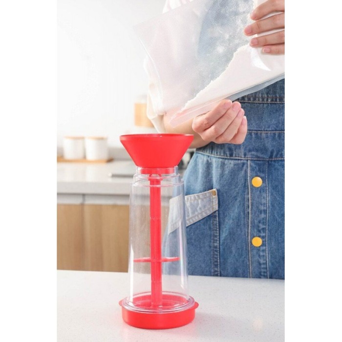 Sita manuala pentru faina EasySieve, usor de utilizat, 25x10x10 cm, recipient inclus, rosu, Doty® [3]
