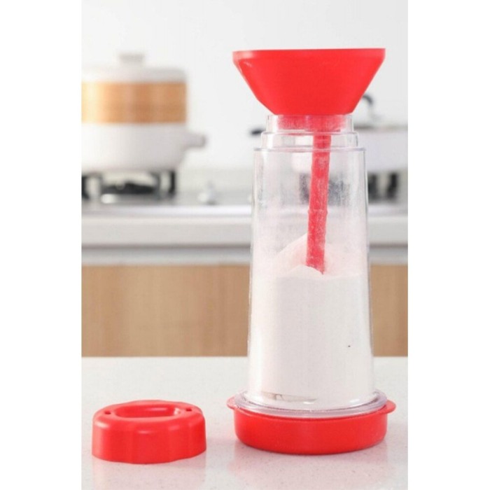 Sita manuala pentru faina EasySieve, usor de utilizat, 25x10x10 cm, recipient inclus, rosu, Doty® [1]