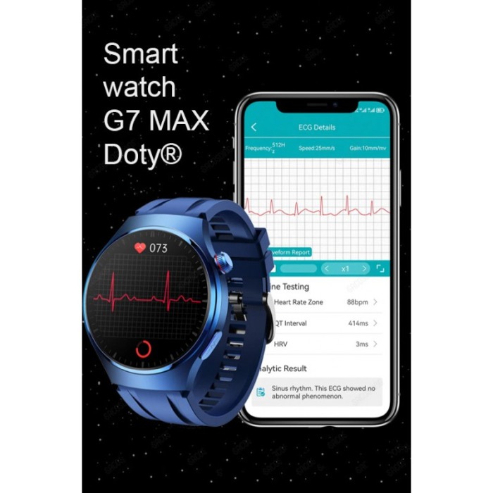 Smartwatch G7 Max Doty® cu 2 bratari incluse, Cadran NFC AI Asistent vocal, Sport Tracker inteligent, 1.53 inch, albastru [2]