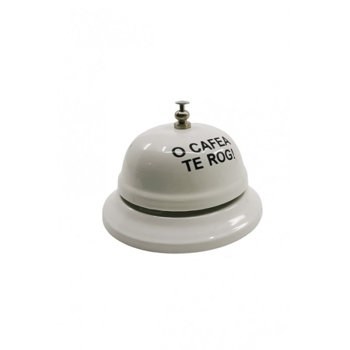 Sonerie receptie,, O cafea te rog'', din metal, cadou haios, alb, 8x6x6 cm, Doty [2]
