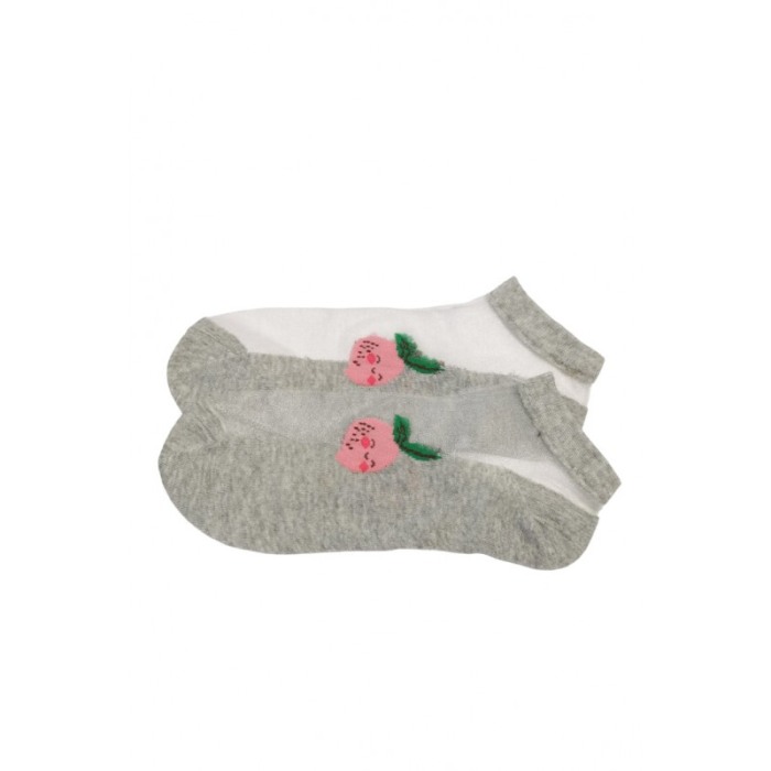 Sosete dama SummerFruits, design modern, cu panza si imprimeu, din bumbac, marime 35-38, gri, Doty®️ [1]